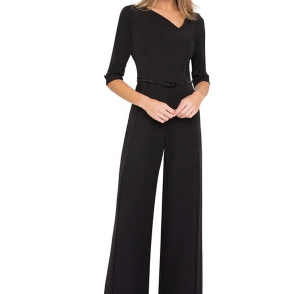 Black Halo Black Jackie Belted Wide Leg Jumpsuit - Picture 1 of 4